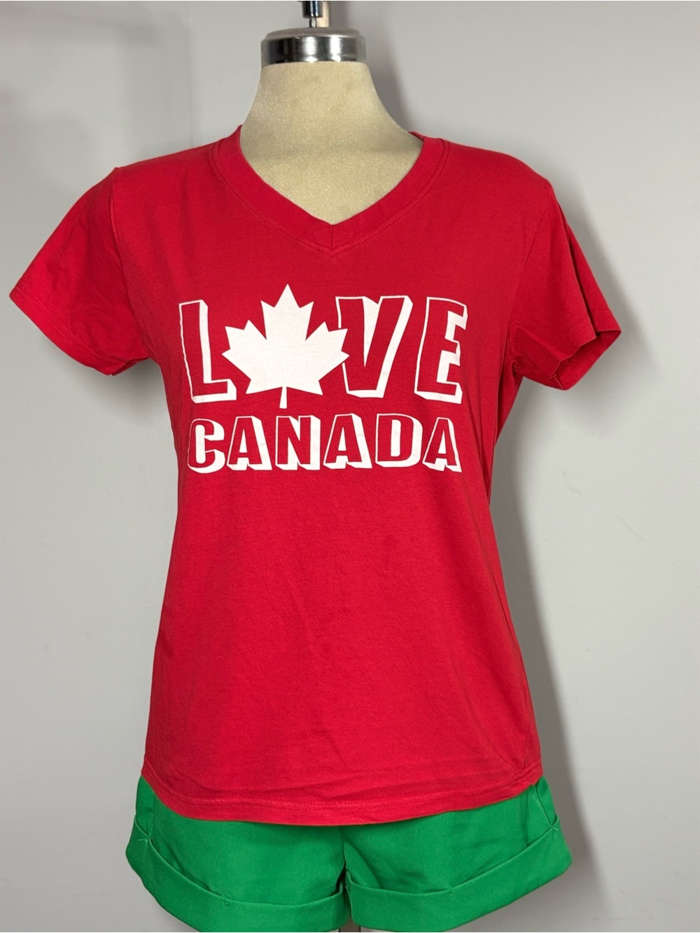 Classic Red V-Neck Tee with Clean Finish